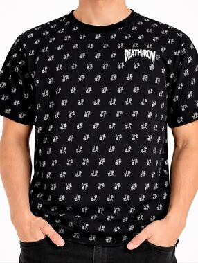 Death Row ($55) Records All-Over Print T-Shirt Black Hip Hop Graphic Tee